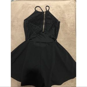 Black romper with lace back detail